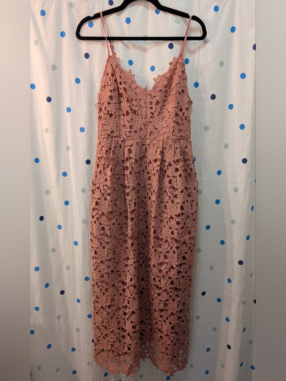 Astr Lace Overlay Spaghetti Strap Maxi Dress - Dusty Rose